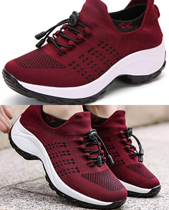 Red Walking Shoes Athletic Lightweight Sports Skechers Sneakers