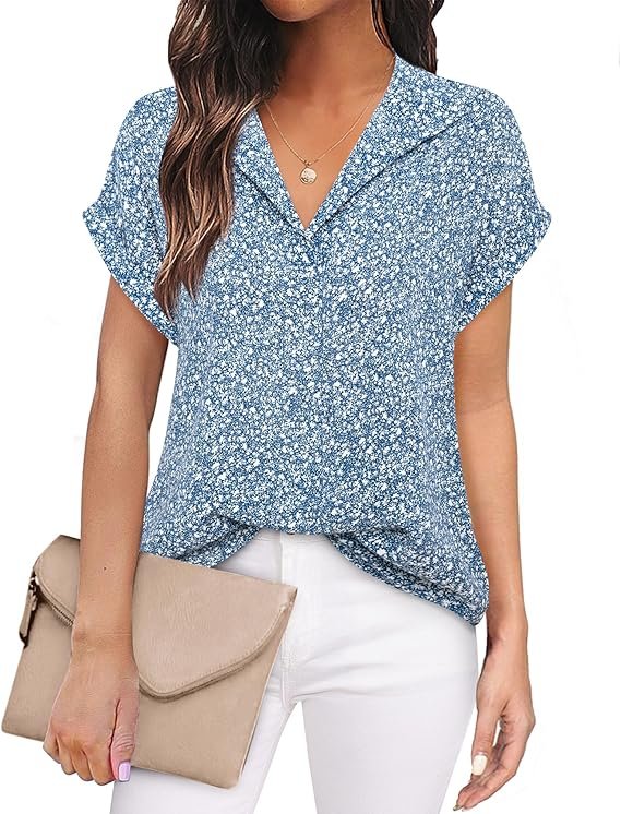 Short Sleeve Chiffon Blouses for Office Work Business