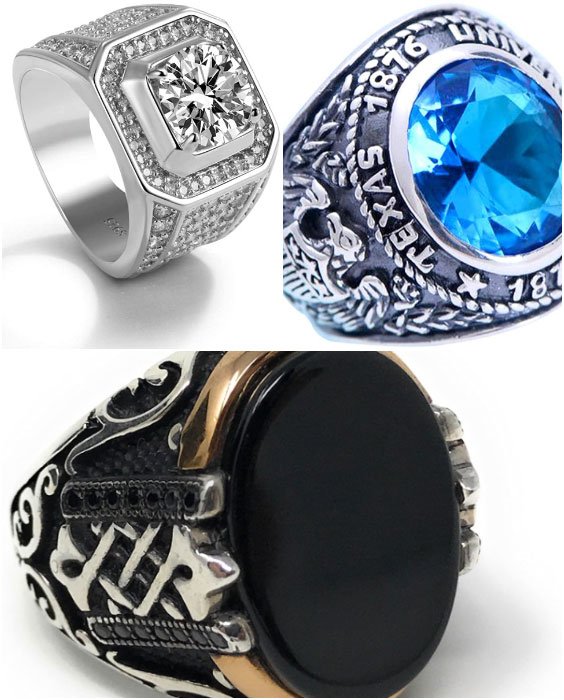 Sterling Silver Blue Crystal Memorial Class Ring