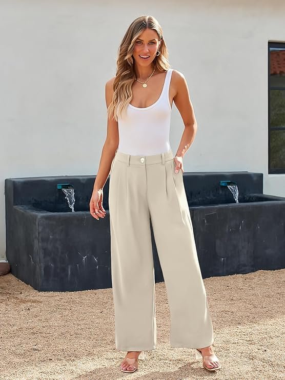 Wide Leg Dress Pants Women's High Waisted Dressy Trousers