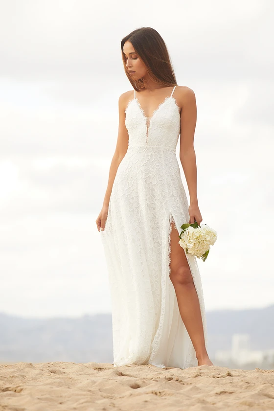 Sexy wedding dress with slit 