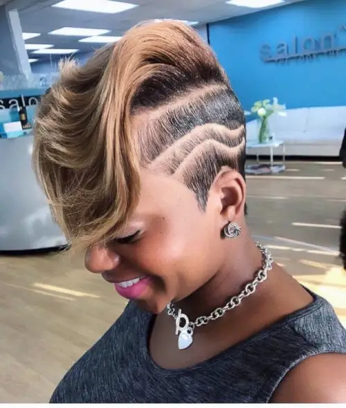 Colored Top with shaved hairstyles for black women