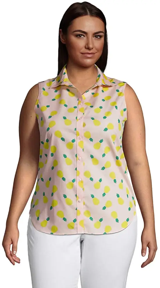 Cute Sleeveless No Iron tops work Shirt