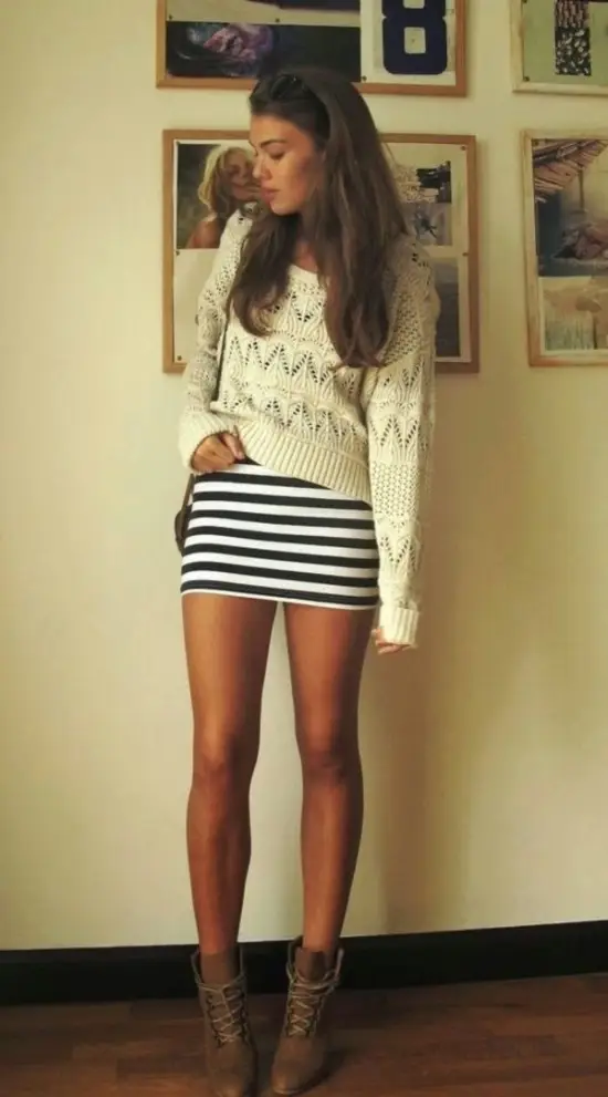 Mini Skirt and Cropped Top Sweater