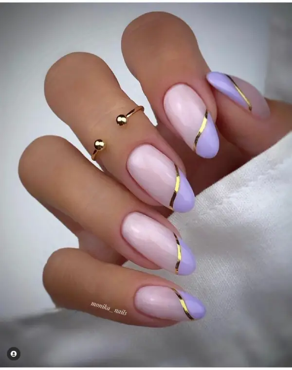Oval Shape Short manicure Design with French Tip