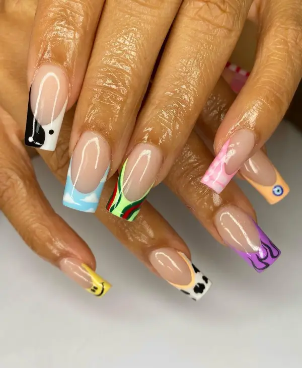 Multicolor and Multi Designs Nails 