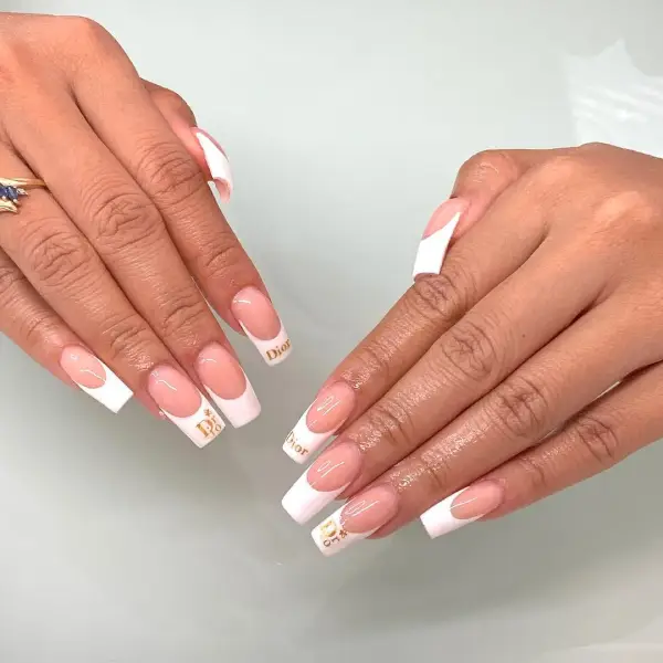 Dior Design with Short White Nails 