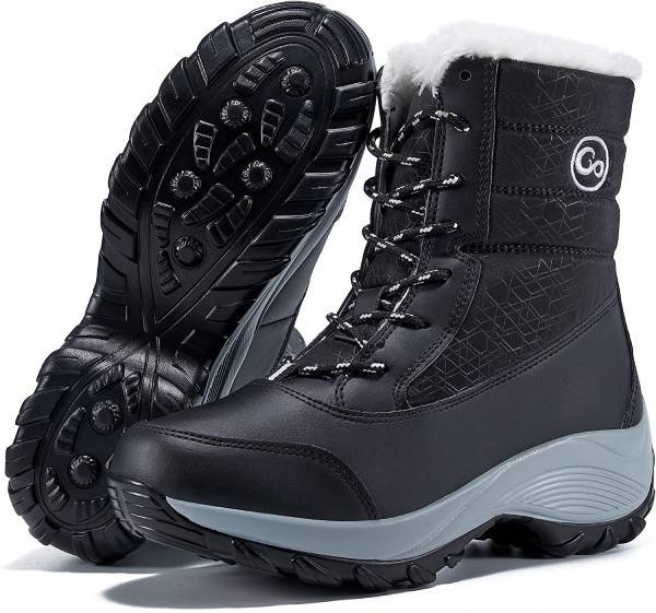 Winter Snow Boots Waterproof Warm Fur Lining Mid-Calf Booties