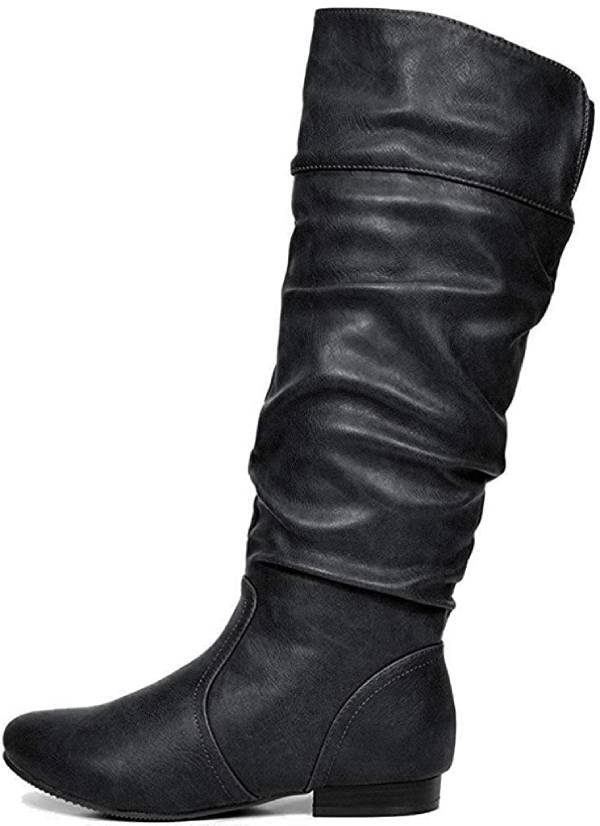 Women's Wide Calf Knee High Pull On Fall Weather Winter Boots