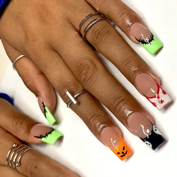 Halloween French tip nails 