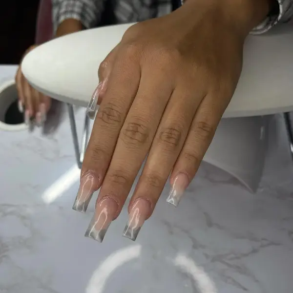 Clear light flat tip nails