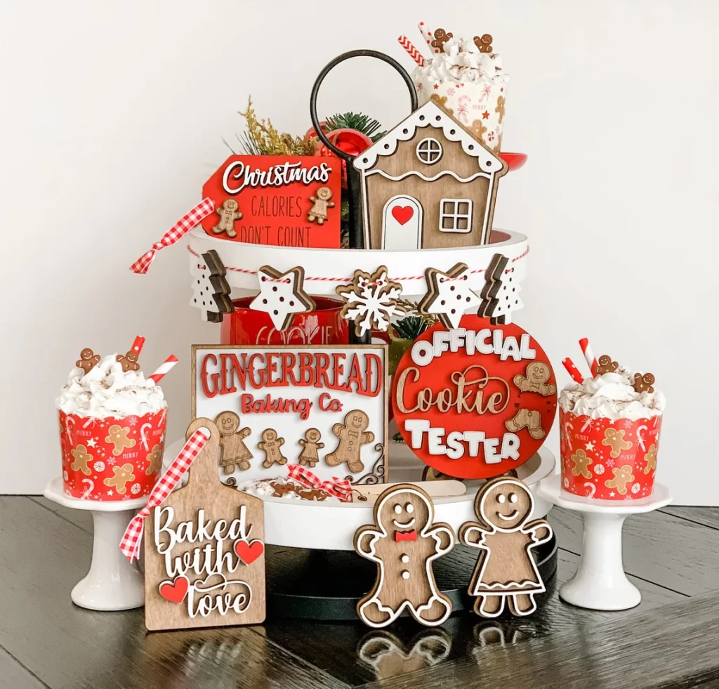 Gingerbread Tiered Tray Decor