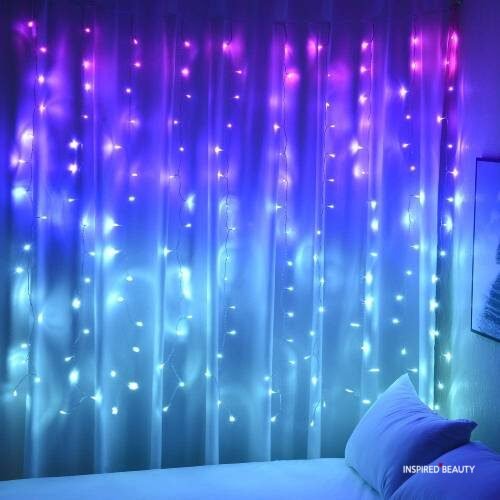 Curtain Lights Pink Blue Purple Fairy Lights for Bedroom Wall