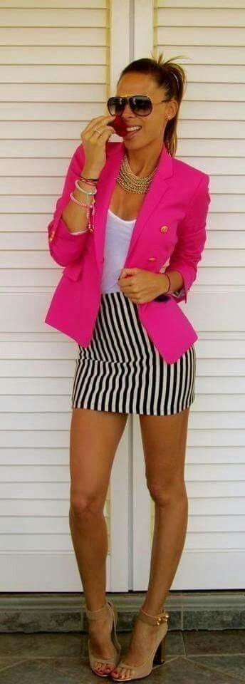 mini skirt and blazer Trendy Outfit for Work