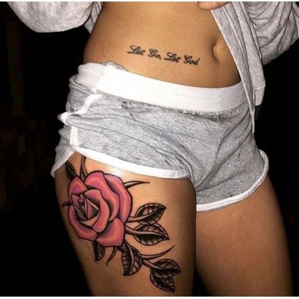 Large rose leg tattoo idea