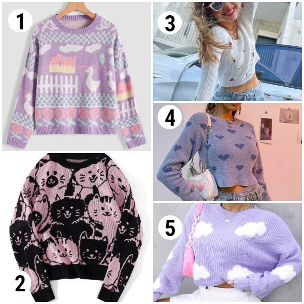 five cute y2k aesthetic sweaters, cropped sweater, cute 