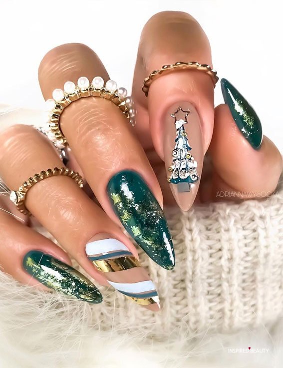 simple green christmas nails