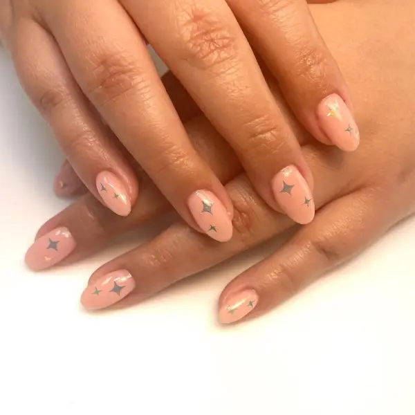 Pink Star Minimalist Nail Art Design