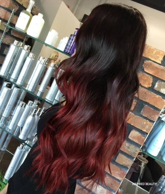 Black Hair with Red Highlights - Inspired Beauty