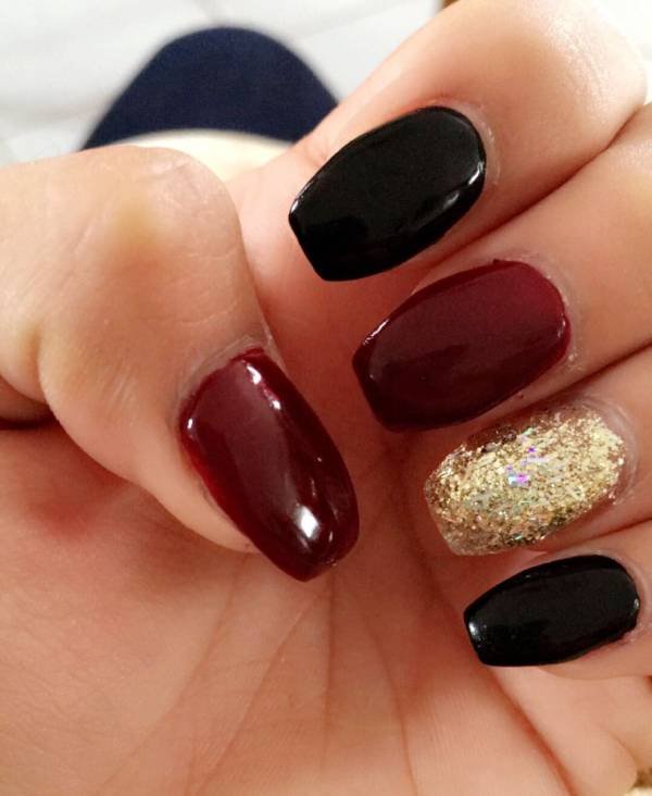 Red Black and Gold Nails