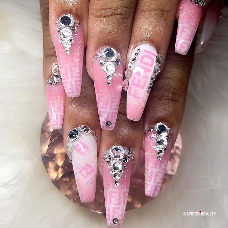 pink adn white nails