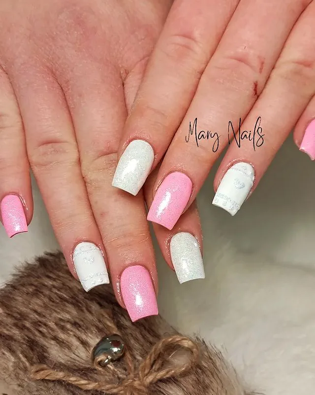 Elegant White and Pink Mani