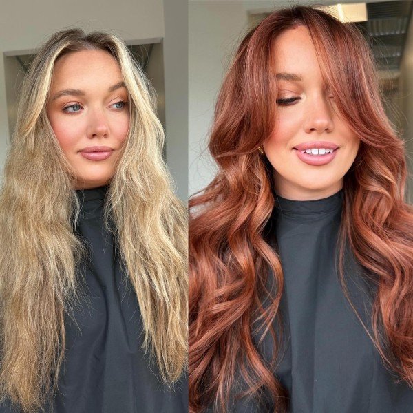 blonde hair transformation to red