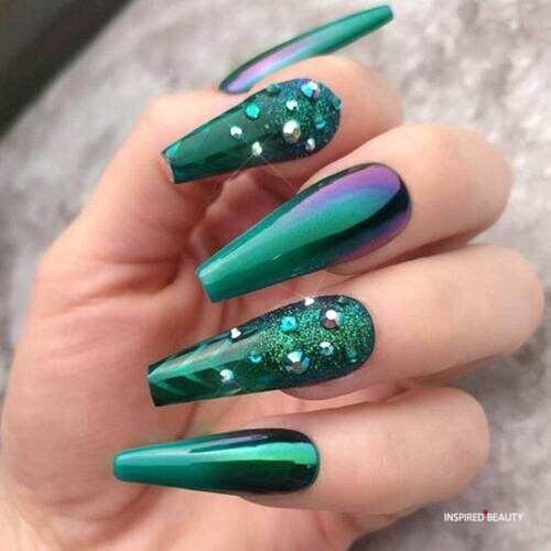 Green mermaid nails