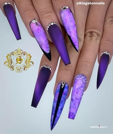 purple graduation nails