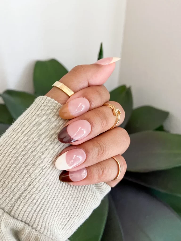 Brown French Tip Press on Nails