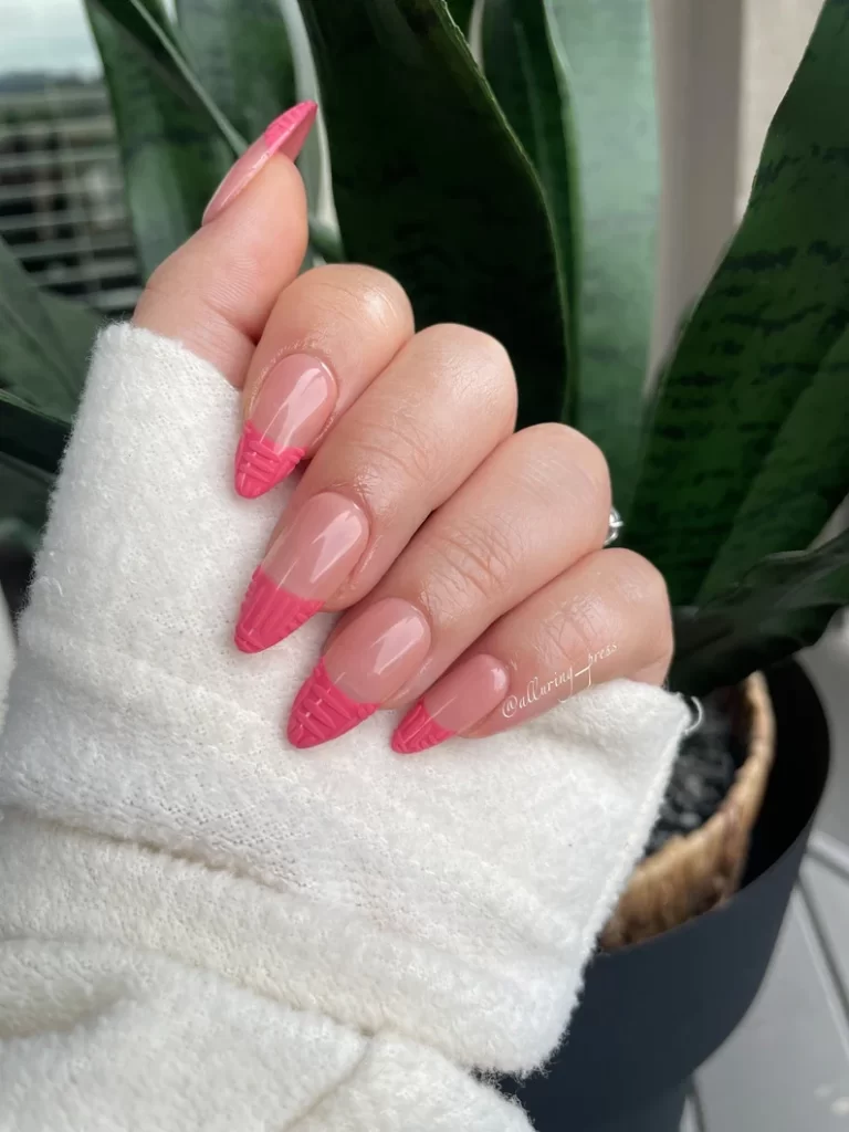 Pink Textured French Nails Press On Nail Set