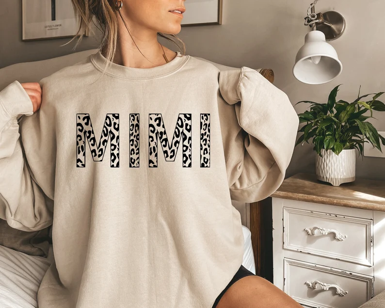 Leopard Print Mimi Sweatshirt Mothers Day Gifts from Daughter