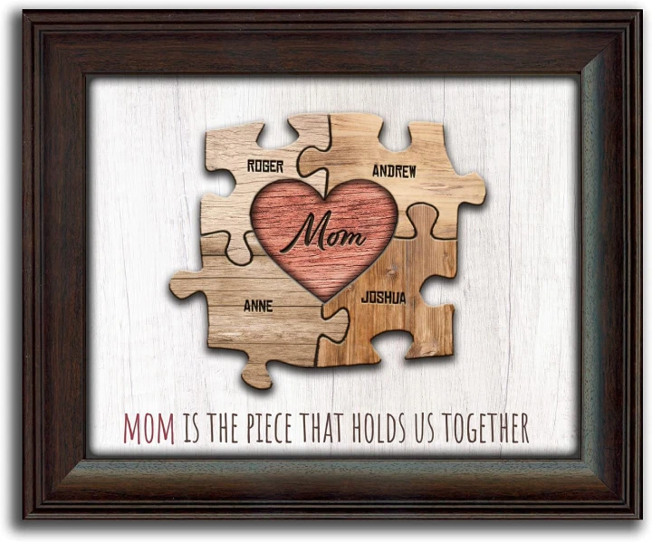 Personal-Prints Mom & Children Personalized Heart Puzzle Wall Art