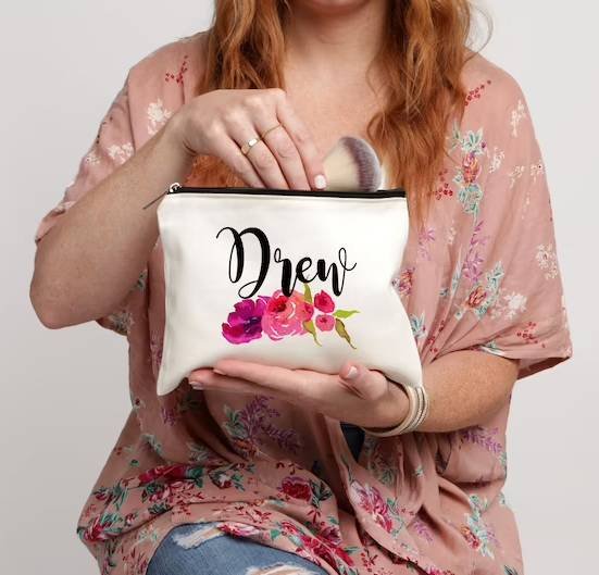 Personalized Floral Makeup Bag Meaningful Mothers Day Gifts from Daughter