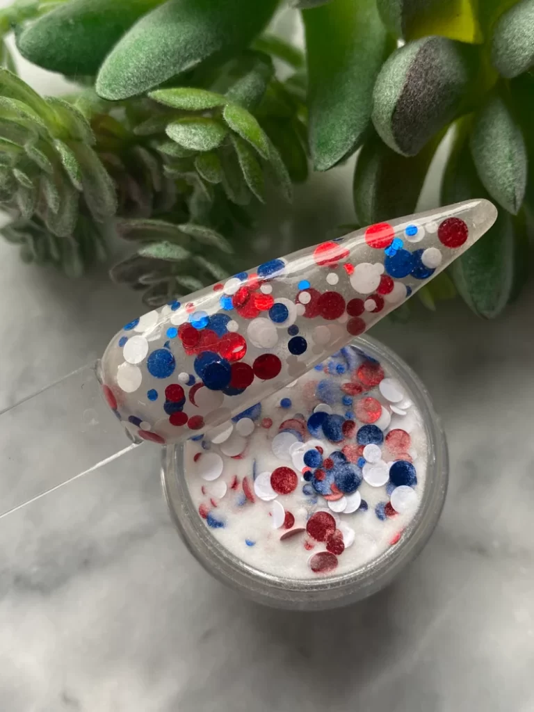 Red White and Blue Patriotic Nail Dip Powder Ideas for 4th of July Nails