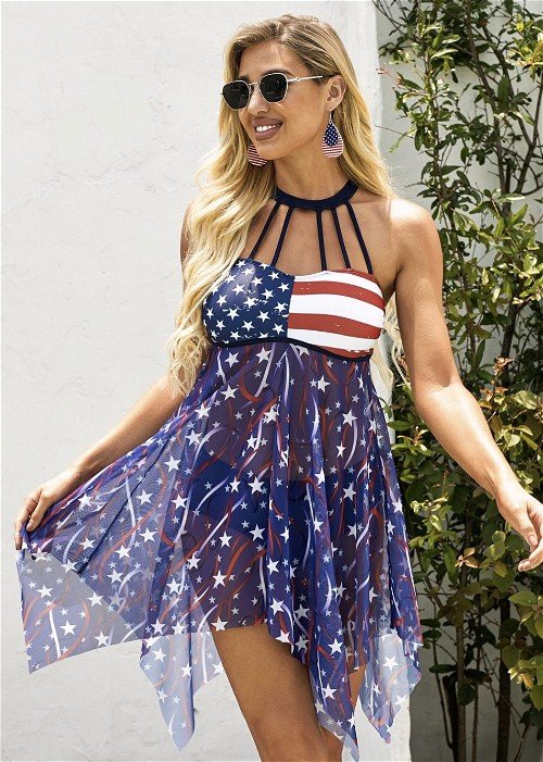 swimdress for 4th july swimsuit