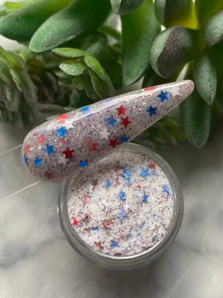 Ideas for 4th of July Nails Sparkler Red White and Blue Patriotic Nail Dip Powder