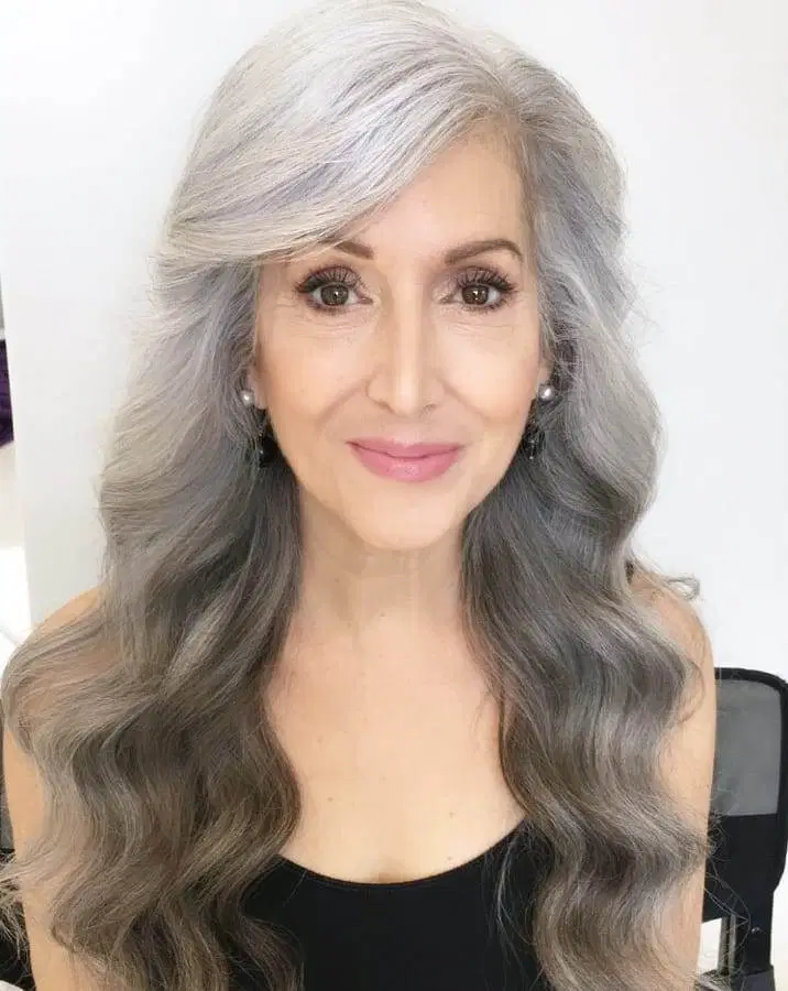 Grey Long Hair Styles for Women Over 50