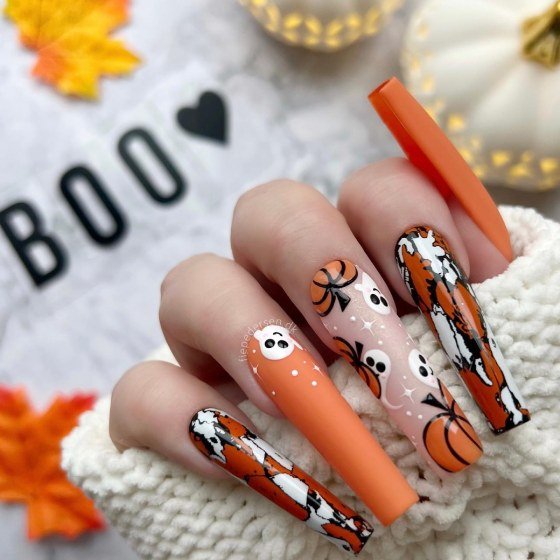 cute orange nails