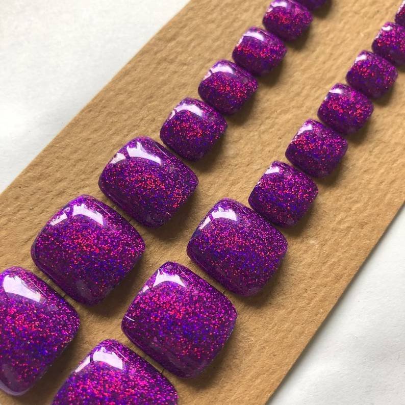 Purple False Summer Toe Nails