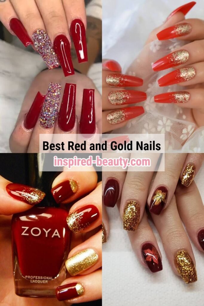 40 Best Red and Gold Nails