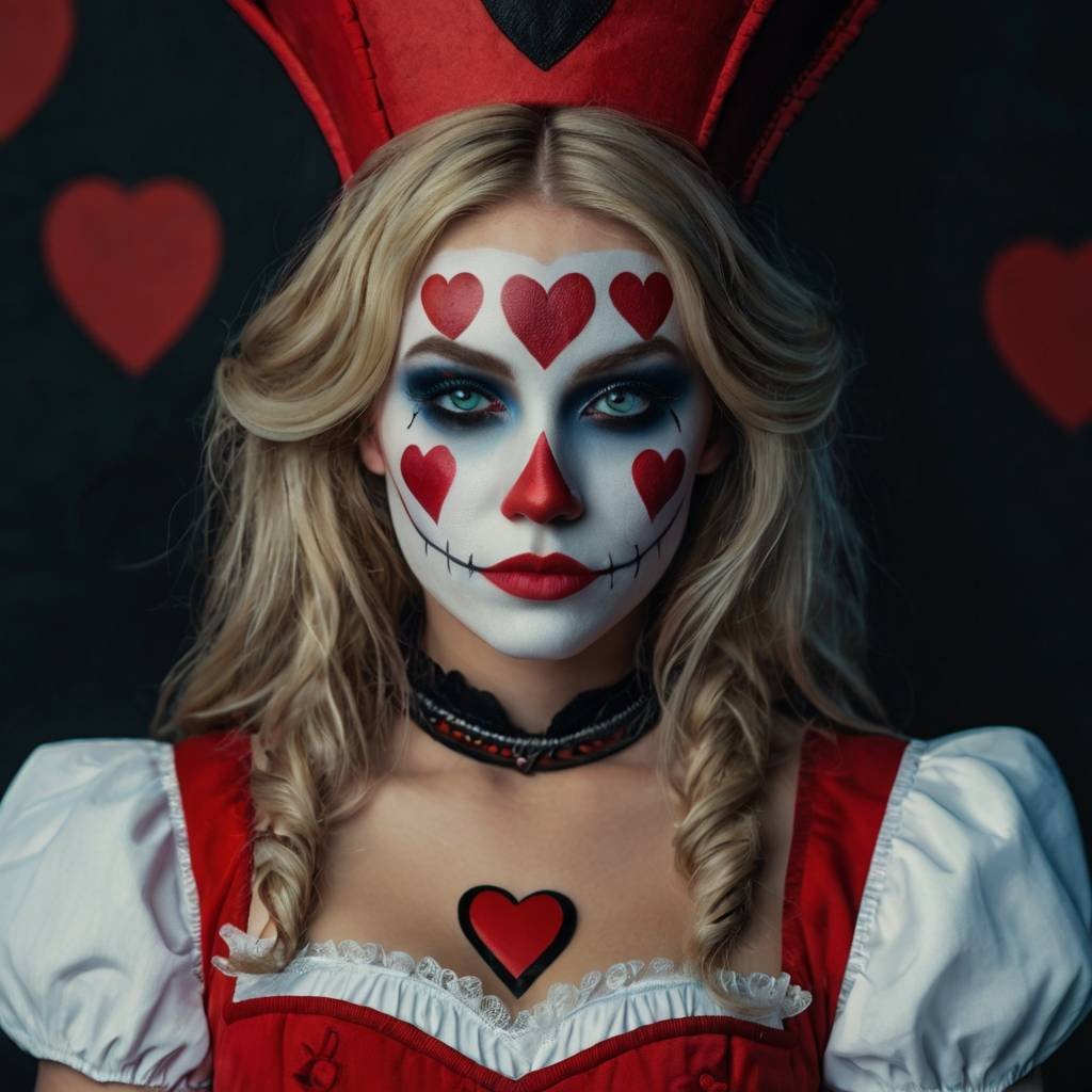 Alice in Wonderland queen of hearts Halloween makeup