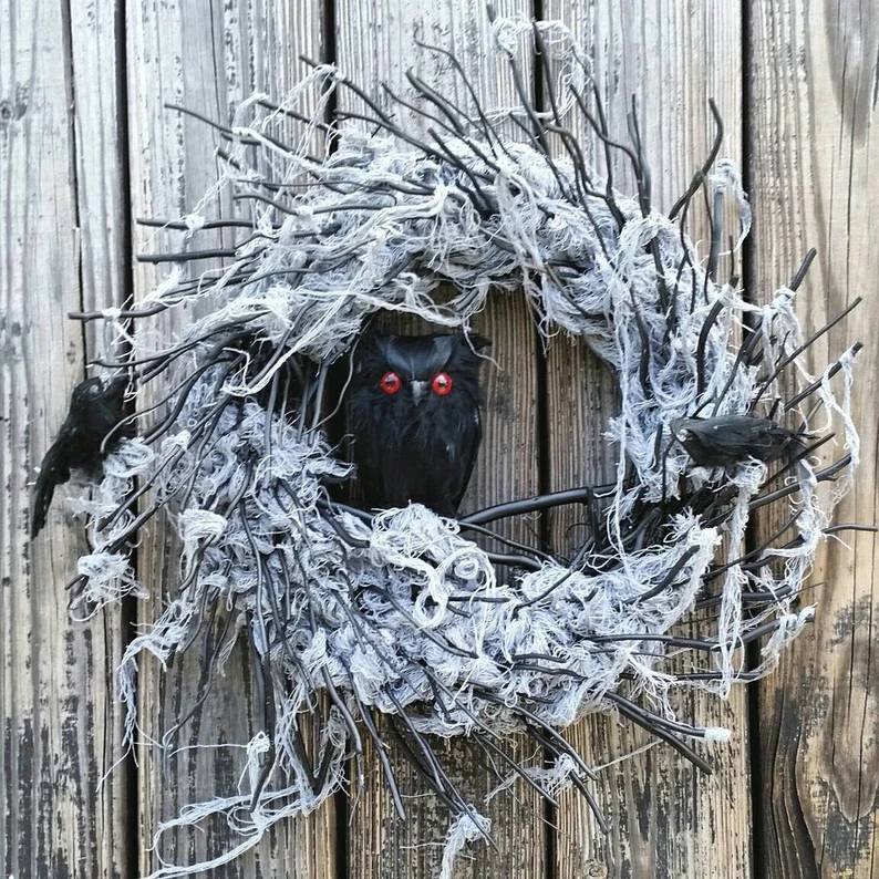 Gossamer Black Twig Wreath Halloween Ideas