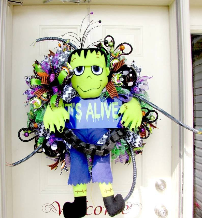 Halloween Wreath Frankenstein Decor