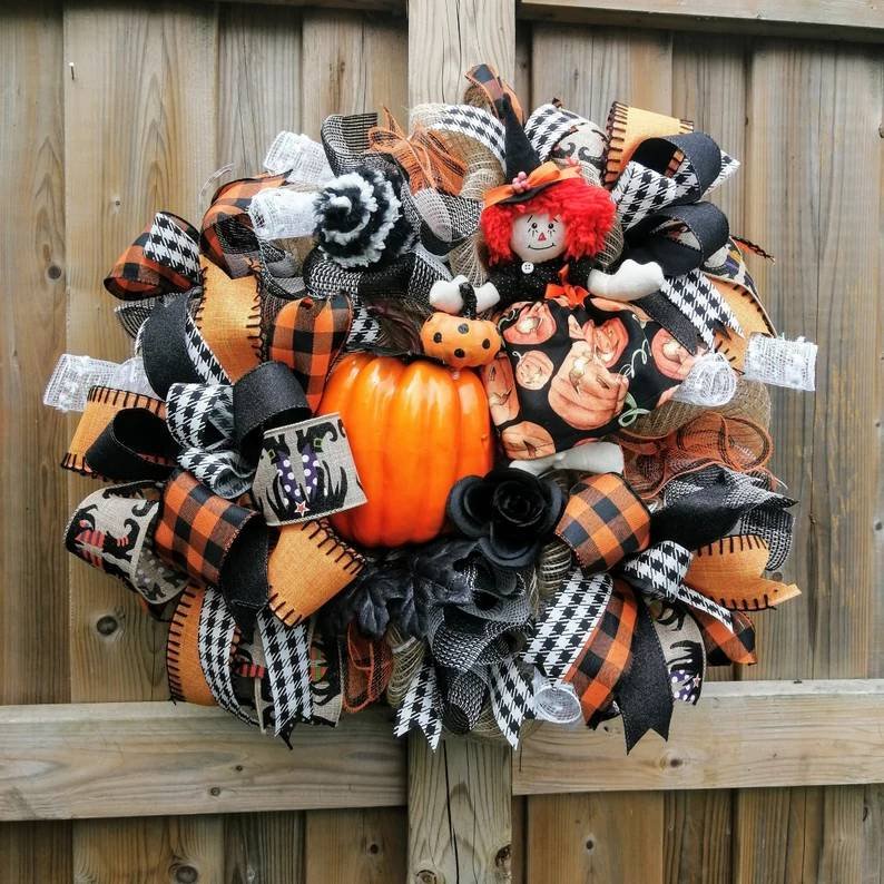 Halloween rag doll wreath