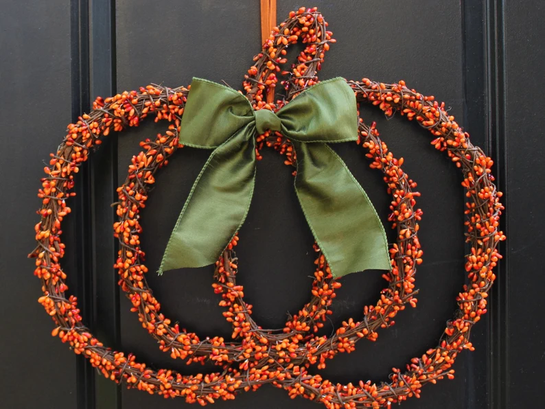 Pumpkin Fall Berry Halloween Wreath