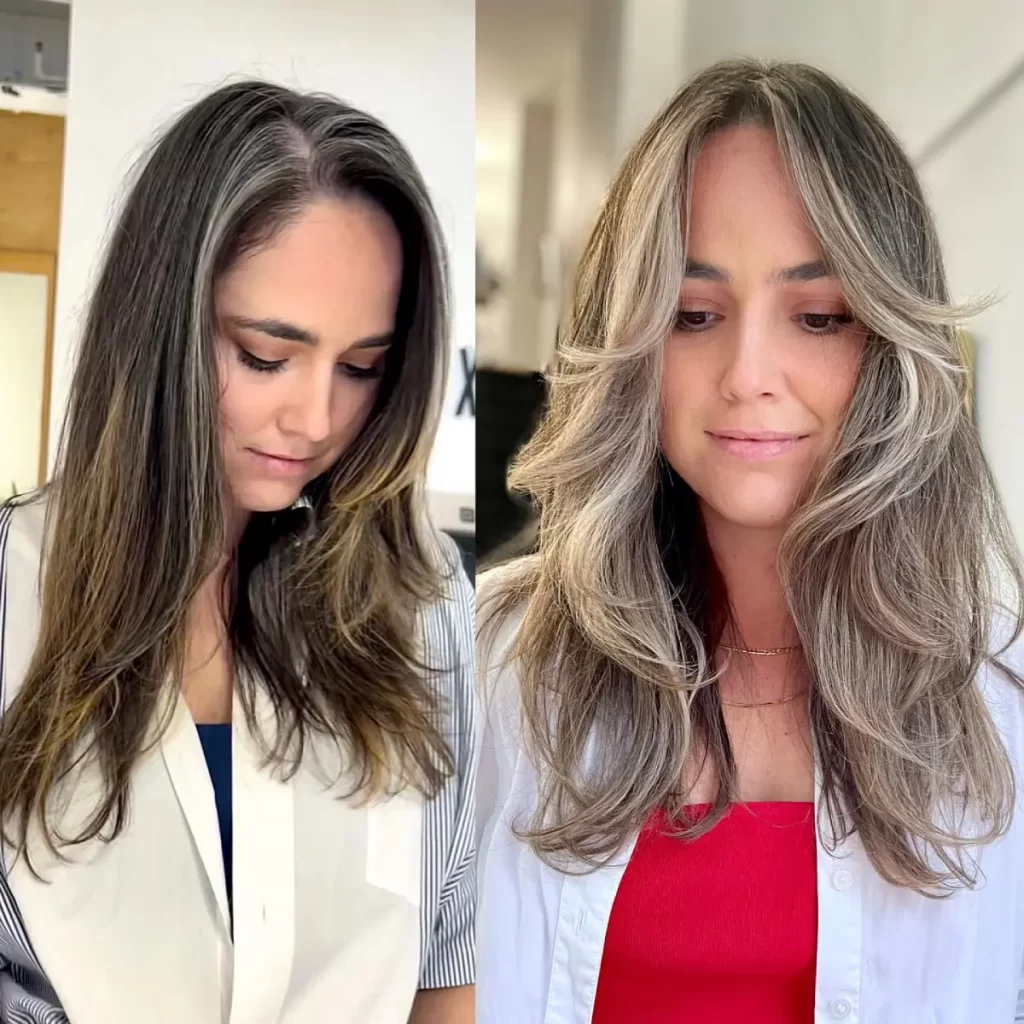 before and after Short to Medium Length Layered Hair