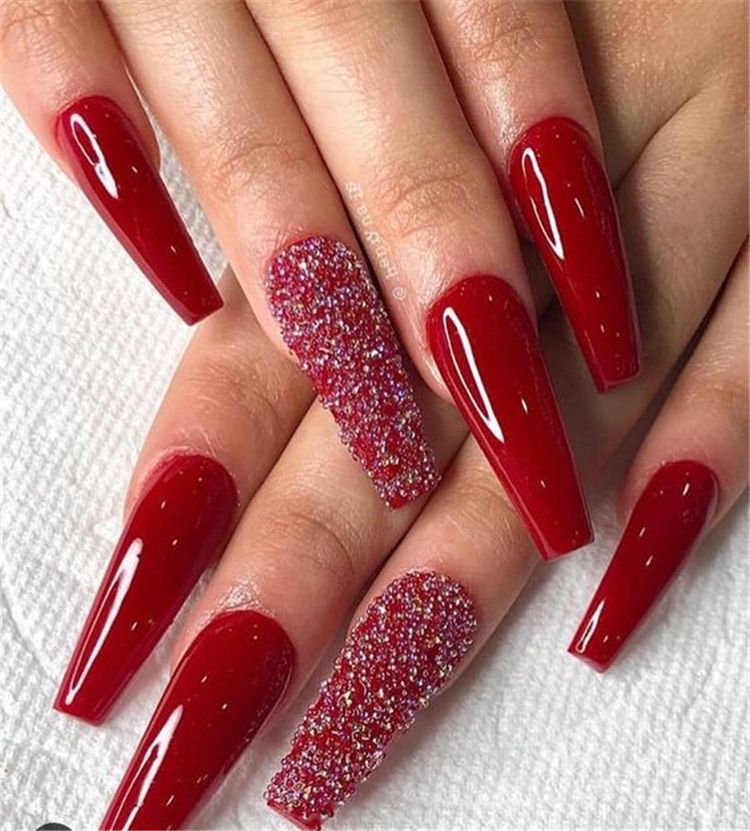 Long red nails ideas