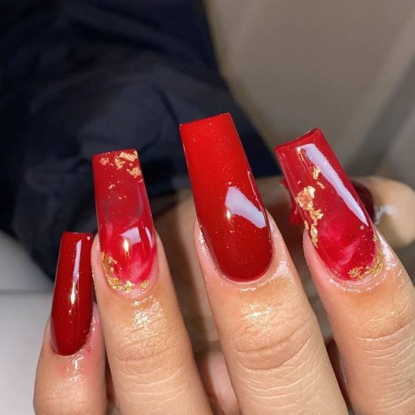 long red and gold nails 