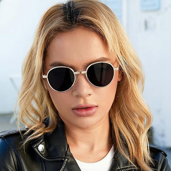 Retro Small Round Sunglasses for Men Women Vintage Style Metal Frame